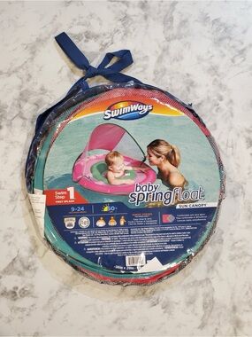 SWIMWAYS Pink Sun Canopy Round Baby Spring Float Age 9-24 Months